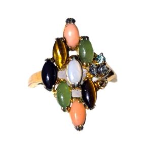 18k GP Multi Gemstone Lady's Vintage Cocktail Ring